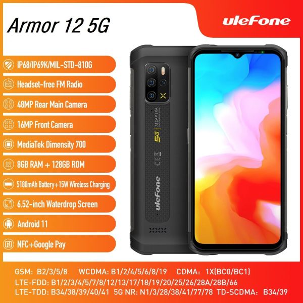 Ulefone Power Armor 14 Pro 8GB+128GB Rugged Phone 10000mAh Android 12 Waterproof Smartphone 6.52-inch NFC Global version